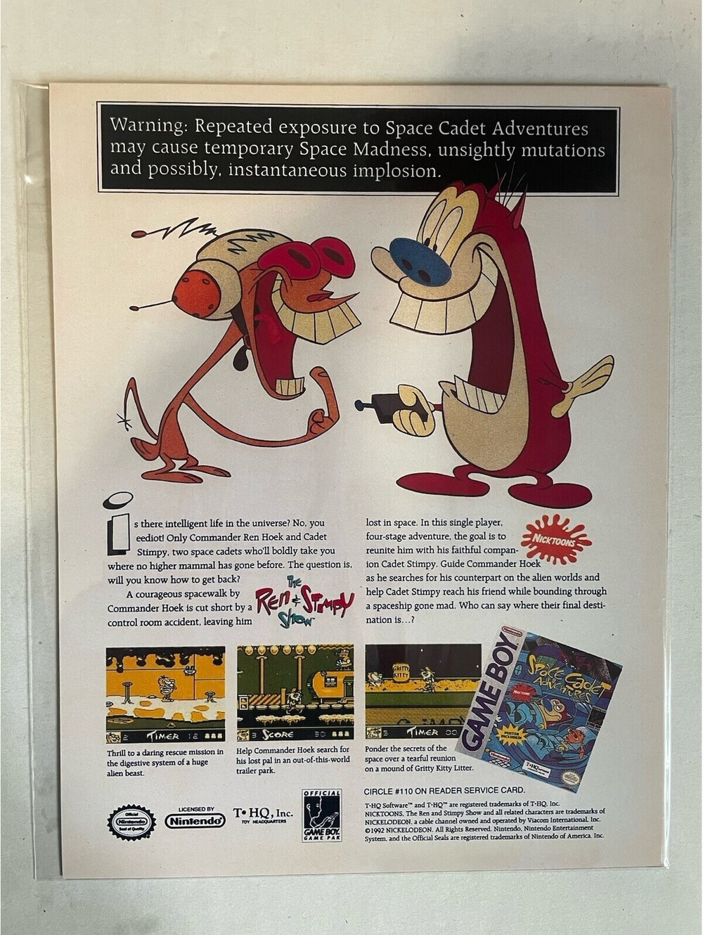 Ren & Stimpy Space Cadet Adventures Game Boy Nintendo 8.5x11 Paper Reprint Ad